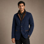 Contrast Lapel Workwear Jacket Relaxed Fit in Blue – Tarlano Premium Menswear