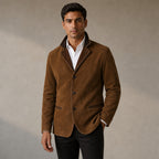 Contrast Lapel Workwear Jacket Relaxed Fit in Brown – Tarlano Premium Menswear