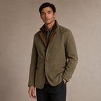 Contrast Lapel Workwear Jacket Relaxed Fit Green – Side Angle View