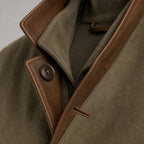 Contrast Lapel Workwear Jacket Relaxed Fit Green – Fabric and Detail Close-Up