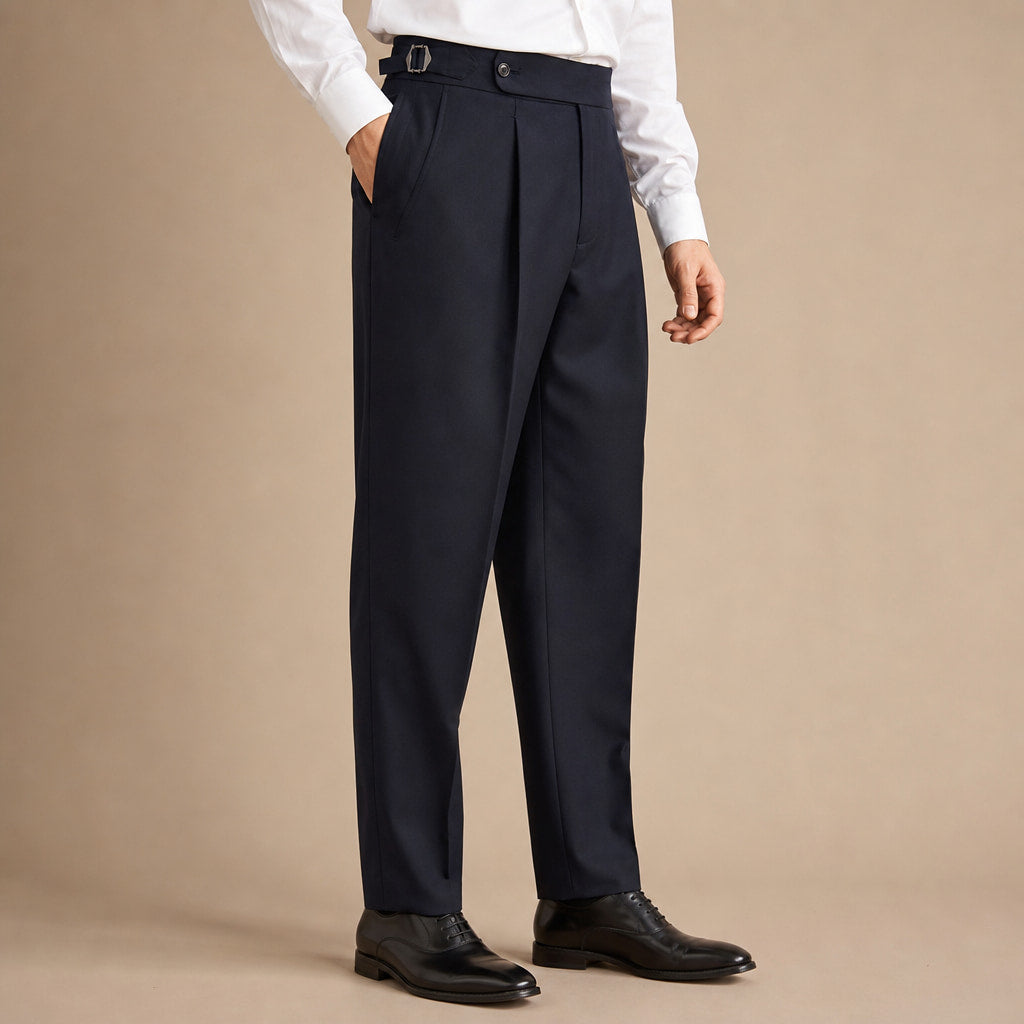 Dress Pants Stretch Cotton Twill Black – Side Angle View