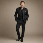 Two-Piece Suit Slim Fit Structured Black – Product Photo