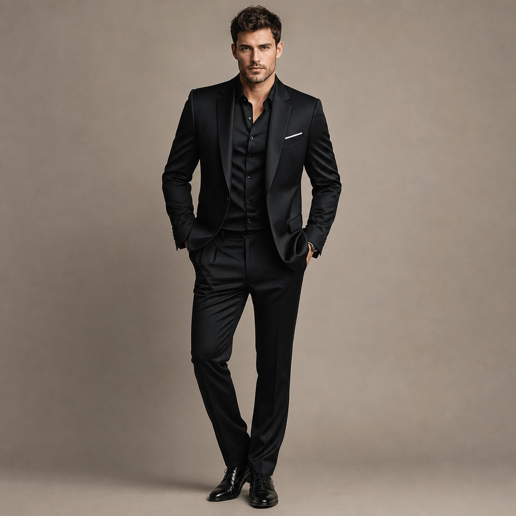 Two-Piece Suit Slim Fit Structured in Black – Tarlano Premium Menswear
