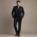 Two-Piece Suit Slim Fit Structured in Black – Tarlano Premium Menswear