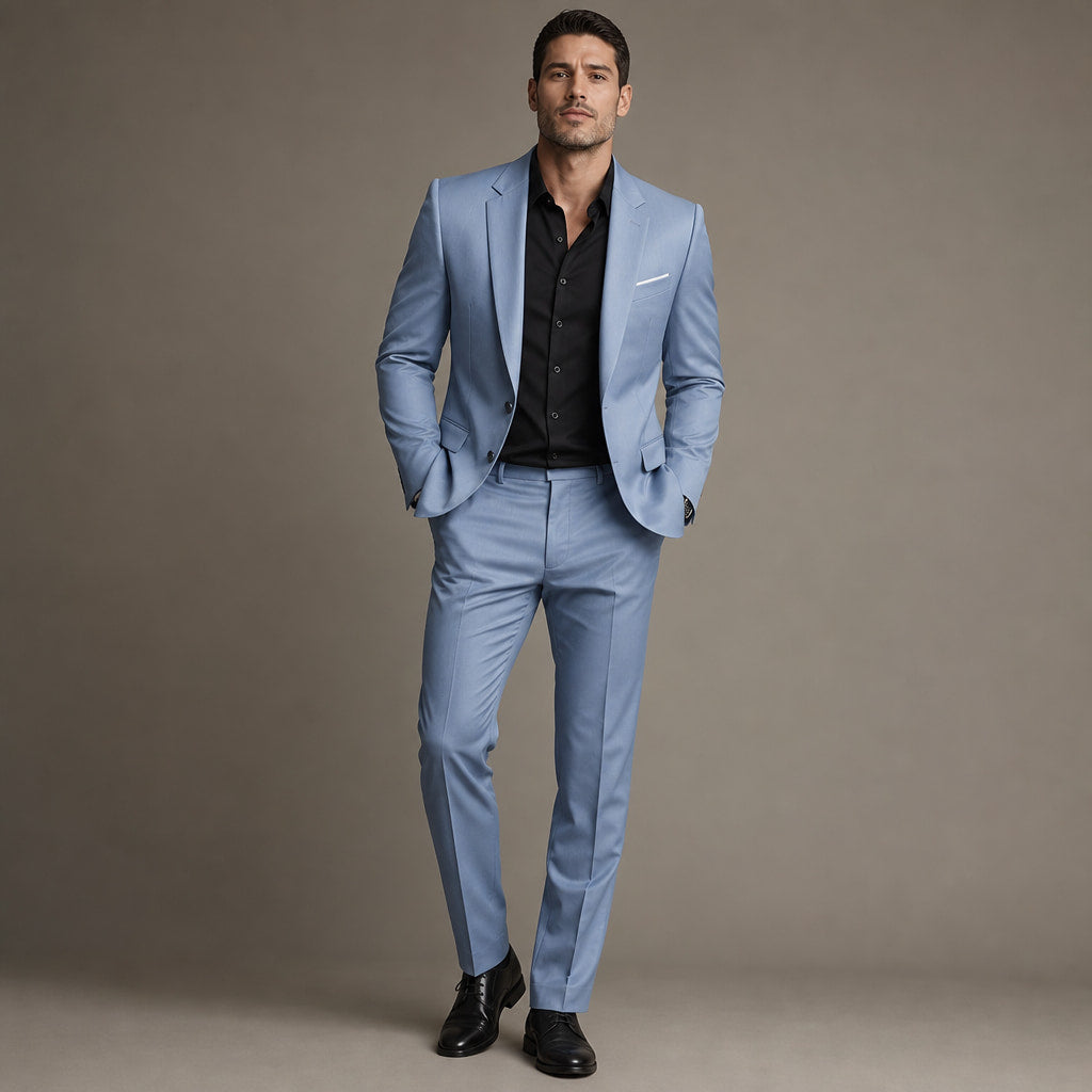Two-Piece Suit Slim Fit Structured Blue – Product Photo