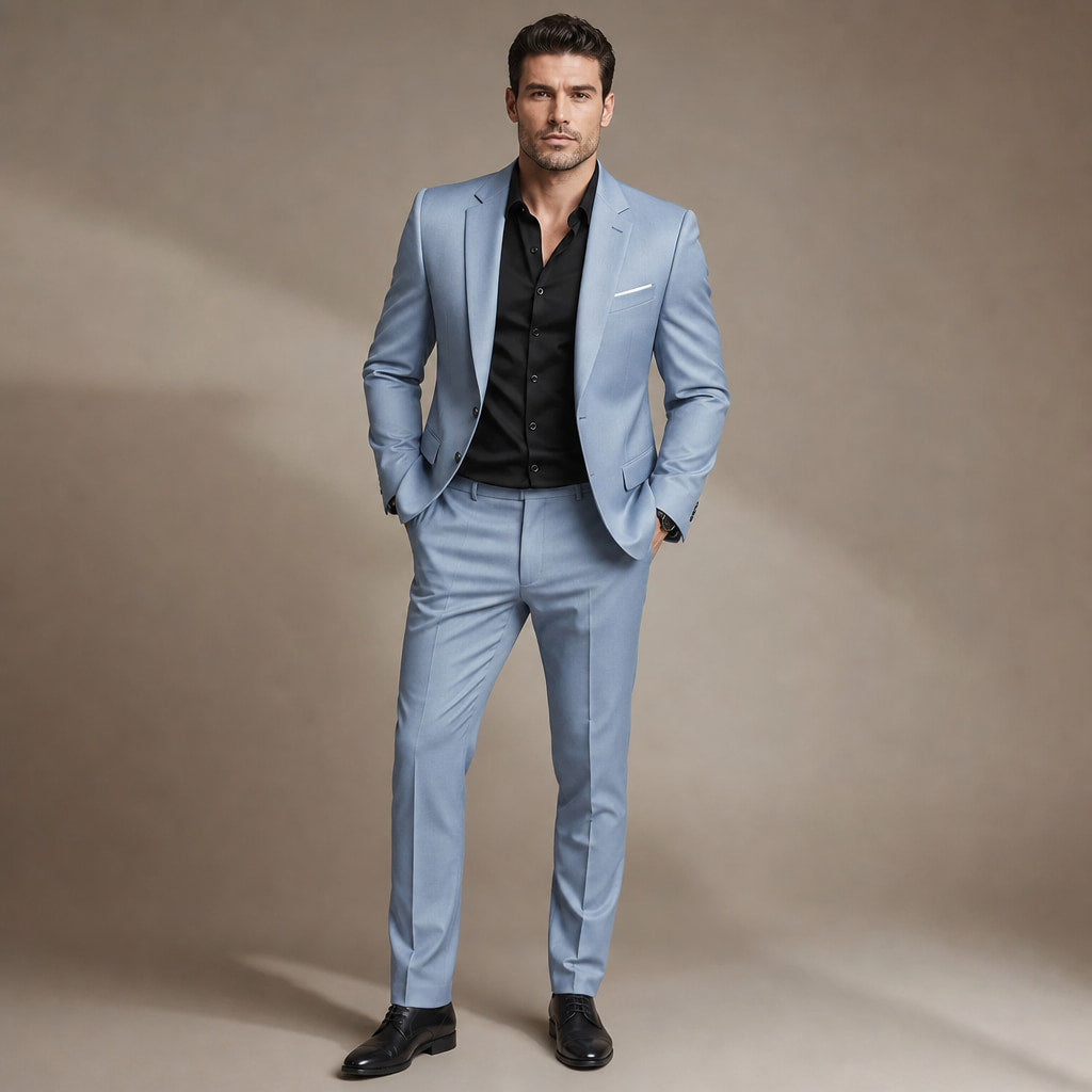 Two-Piece Suit Slim Fit Structured in Blue – Tarlano Premium Menswear