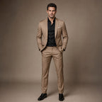Two-Piece Suit Slim Fit Structured in Brown – Tarlano Premium Menswear