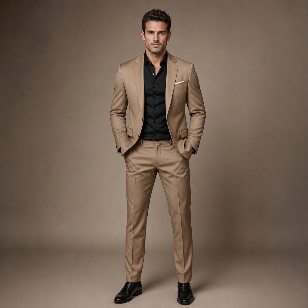 Two-Piece Suit Slim Fit Structured in Brown – Tarlano Premium Menswear