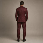 Two-Piece Suit Slim Fit Structured Burgundy – Side Angle View