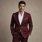 Two-Piece Suit Slim Fit Structured Burgundy – Full Look