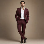 Two-Piece Suit Slim Fit Structured Burgundy – Product Photo
