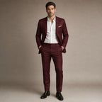 Two-Piece Suit Slim Fit Structured in Burgundy – Tarlano Premium Menswear