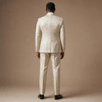 Damask Tuxedo Shawl Lapel Champagne Gold Champagne Beige / Gold – Side Angle View