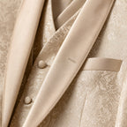 Damask Tuxedo Shawl Lapel Champagne Gold Champagne Beige / Gold – Fabric and Detail Close-Up