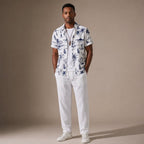 Button Up Shirt and Straight Leg Pants 2-Piece Set Island Print in White – Tarlano Premium Menswear