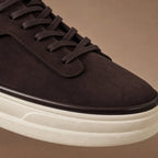Buy Sneaker Men's Suede Slip-On Smart Casual Shoe Black – Fabric and Detail Close-Up