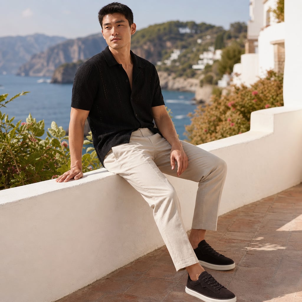 Buy Sneaker Men's Suede Slip-On Smart Casual Shoe Black – Styled Editorial Shot