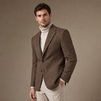 Blazer Wool Blend Tailored Fit Coffee – Side Angle View