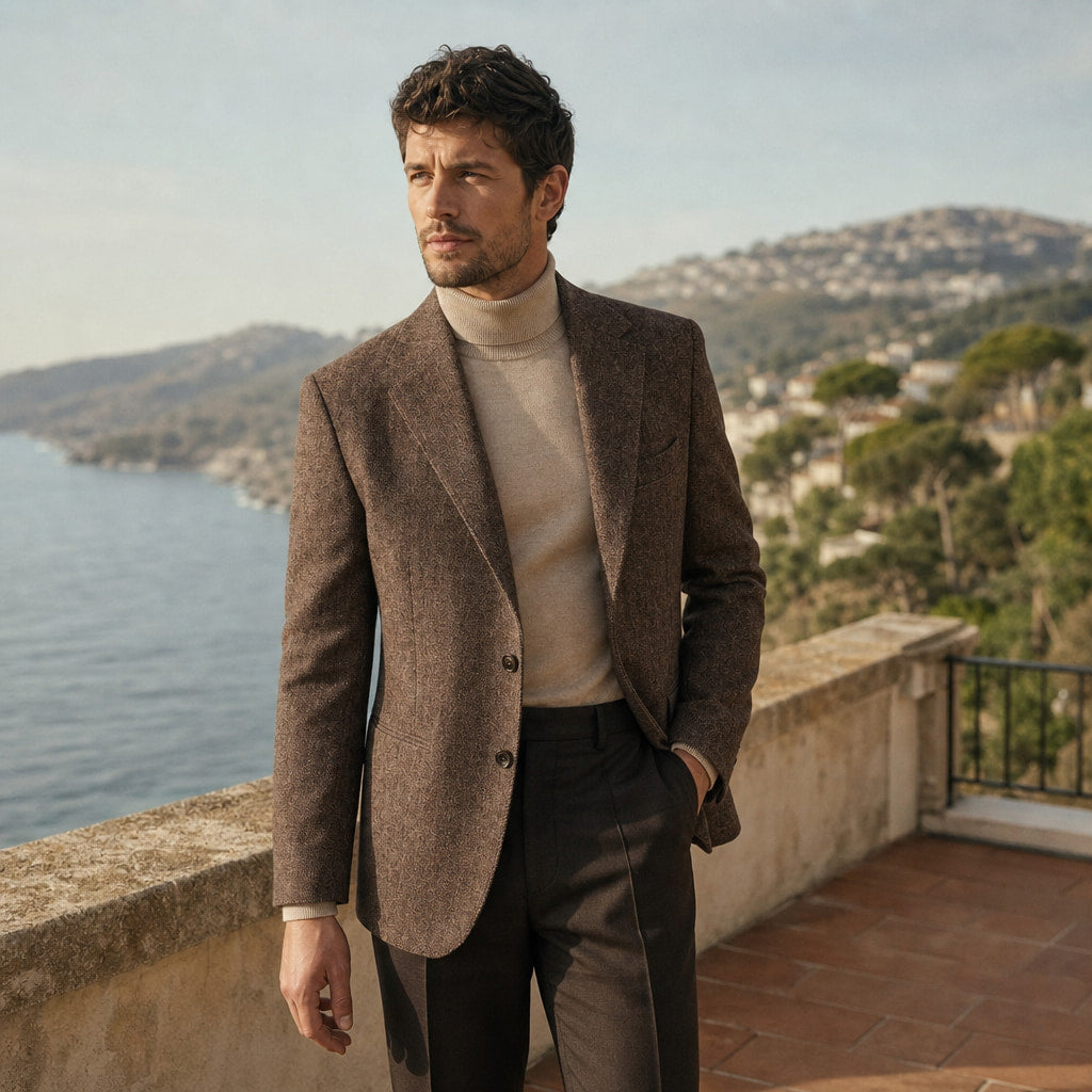 Blazer Wool Blend Tailored Fit Coffee – Styled Editorial Shot
