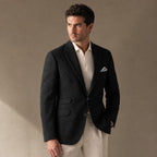 Blazer Herringbone Regular Fit Black – Side Angle View