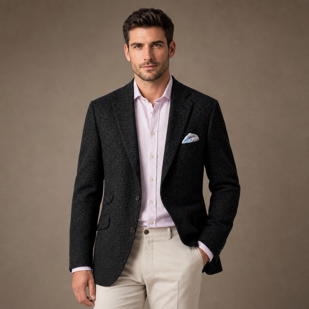 Blazer Herringbone Regular Fit Black – Product Photo