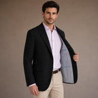 Blazer Herringbone Regular Fit Black – Interior Lining Detail