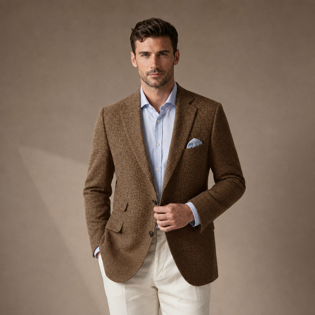 Blazer Herringbone Regular Fit Brown – Product Photo