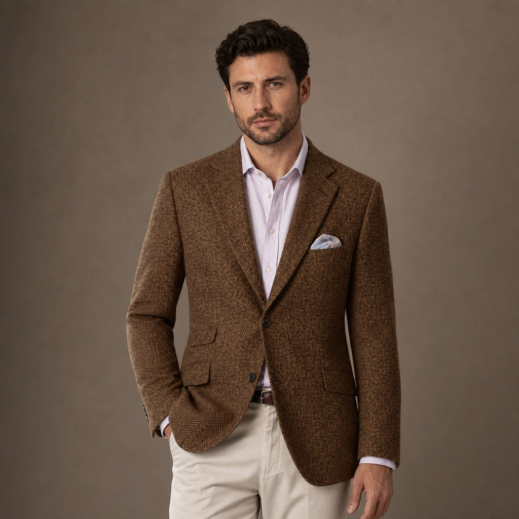 Blazer Herringbone Regular Fit in Brown – Tarlano Premium Menswear