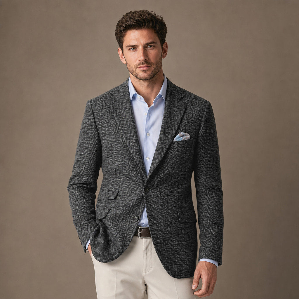 Blazer Herringbone Regular Fit in Dark Gray – Tarlano Premium Menswear