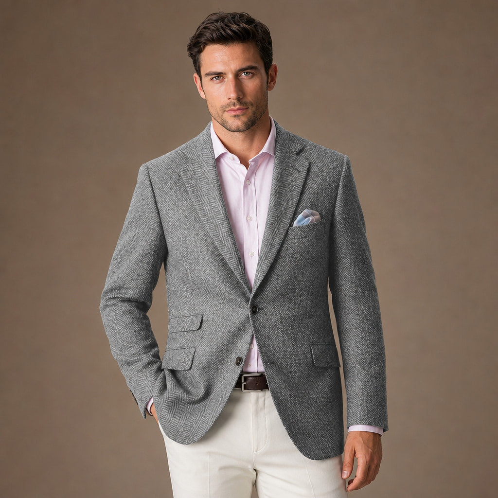 Blazer Herringbone Regular Fit in Grey – Tarlano Premium Menswear