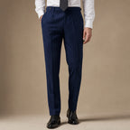 Dress Pants Pinstripe Pleated Front Navy – Product Photo
