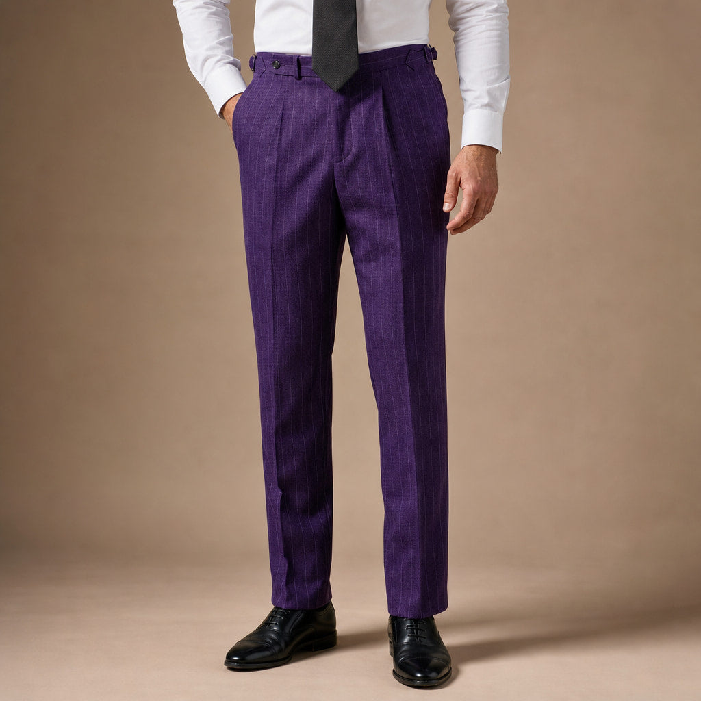 Dress Pants Pinstripe Pleated Front in Purple – Tarlano Premium Menswear