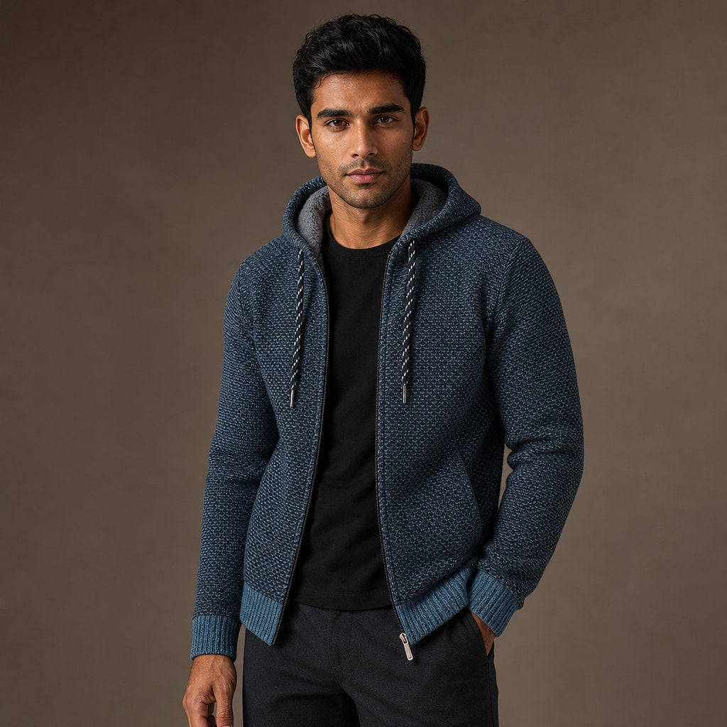 Graphic Hoodie Cotton Blend Relaxed Fit Blue – Product Photo