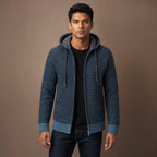 Graphic Hoodie Cotton Blend Relaxed Fit in Blue – Tarlano Premium Menswear