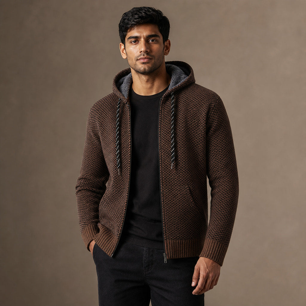Graphic Hoodie Cotton Blend Relaxed Fit Brown – Product Photo