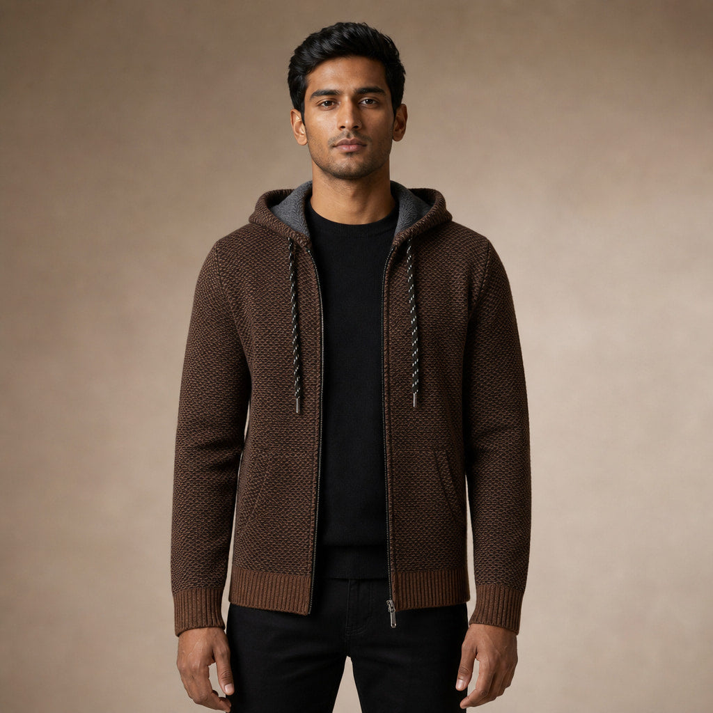 Graphic Hoodie Cotton Blend Relaxed Fit in Brown – Tarlano Premium Menswear