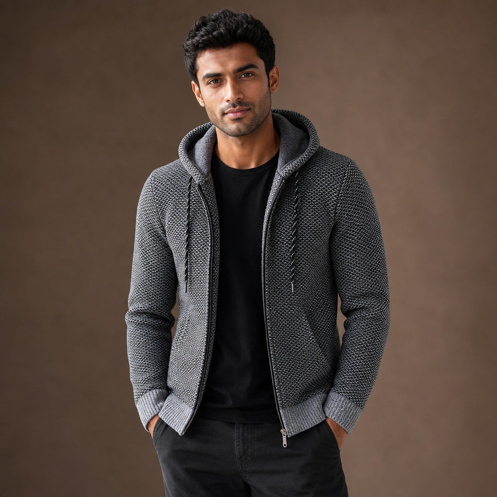 Graphic Hoodie Cotton Blend Relaxed Fit Gray – Product Photo