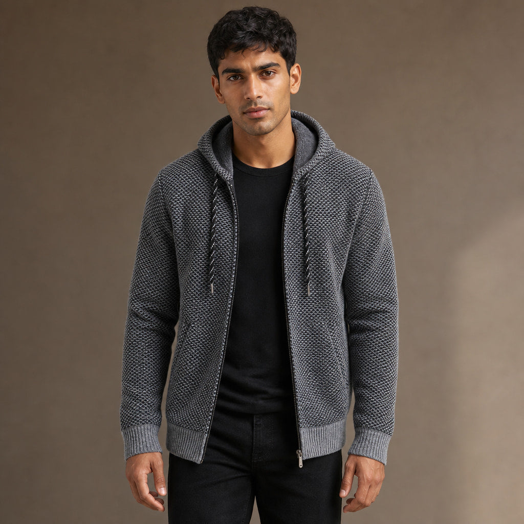 Graphic Hoodie Cotton Blend Relaxed Fit in Gray – Tarlano Premium Menswear