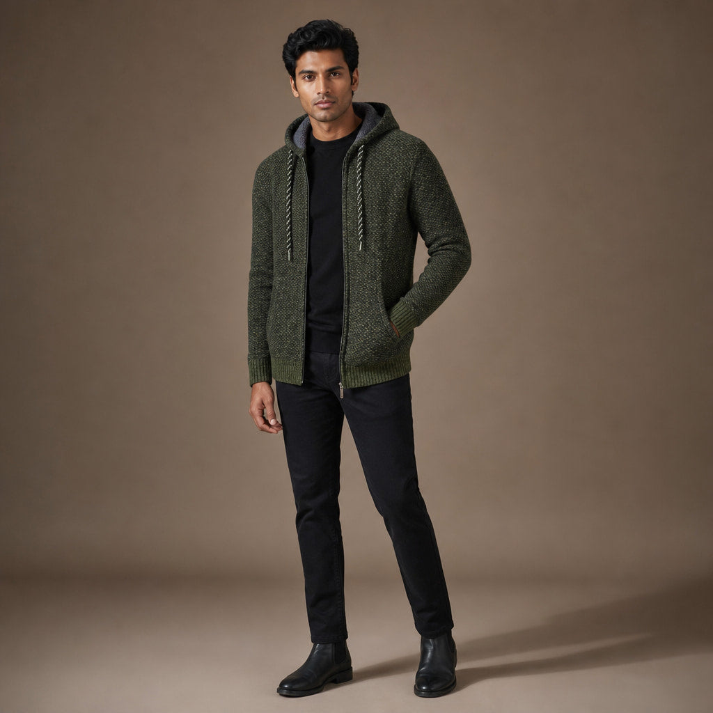 Graphic Hoodie Cotton Blend Relaxed Fit Green – Side Angle View