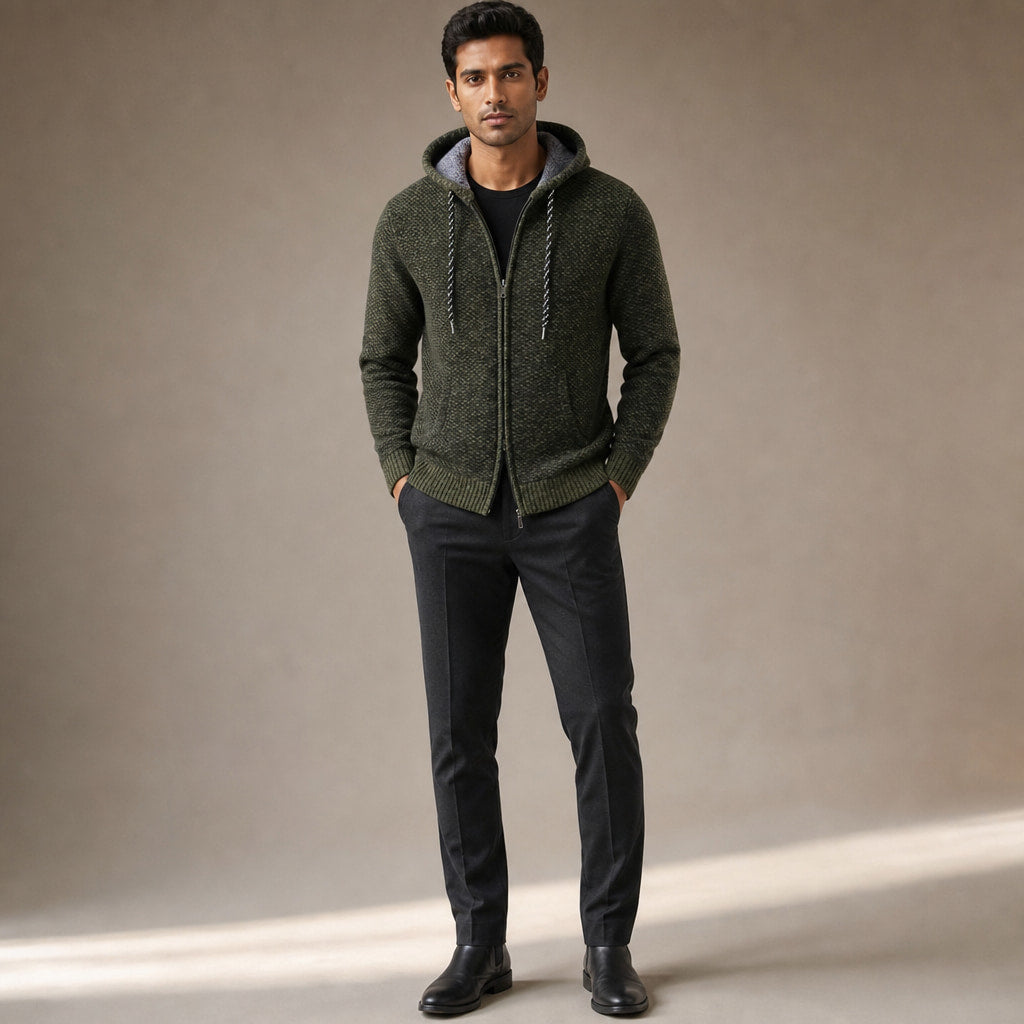 Graphic Hoodie Cotton Blend Relaxed Fit Green – Full Look