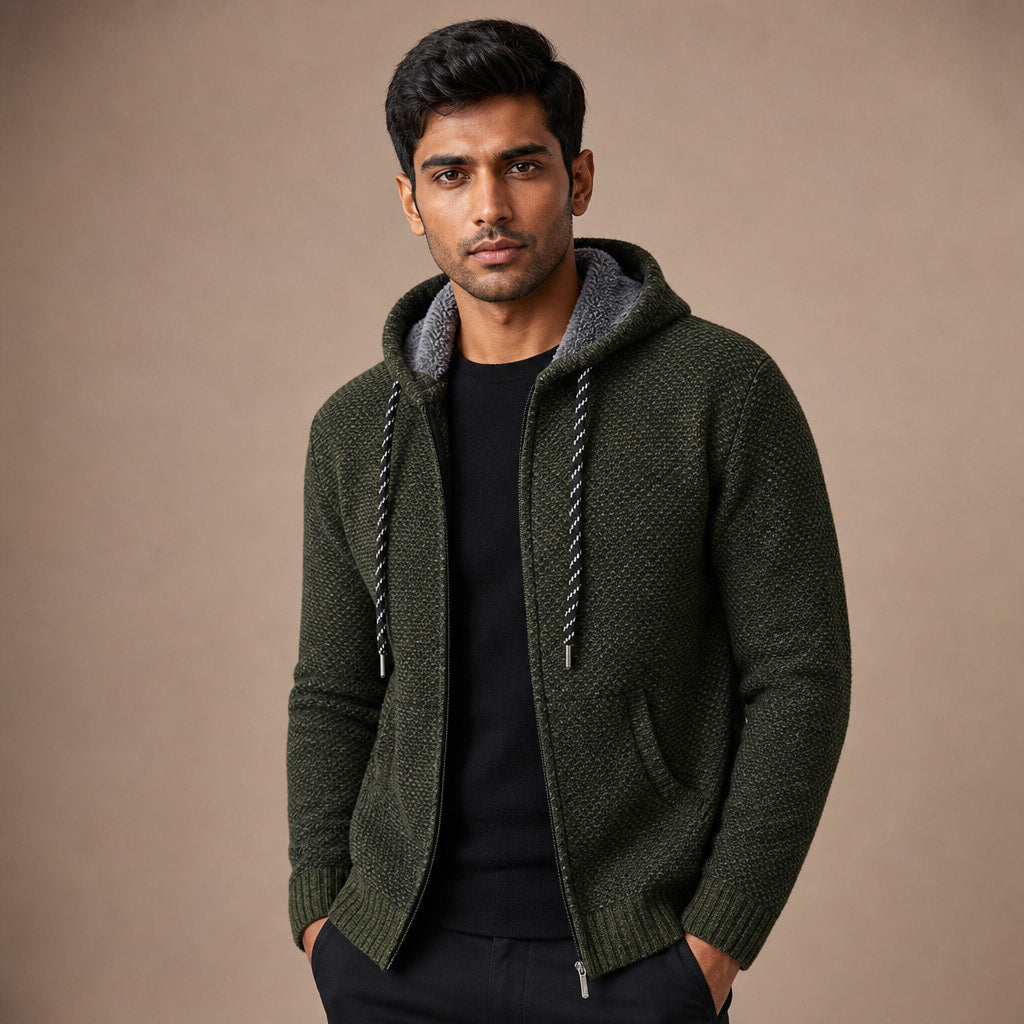 Graphic Hoodie Cotton Blend Relaxed Fit Green – Product Photo