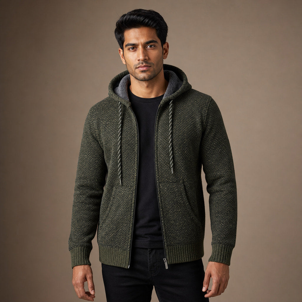 Graphic Hoodie Cotton Blend Relaxed Fit in Green – Tarlano Premium Menswear