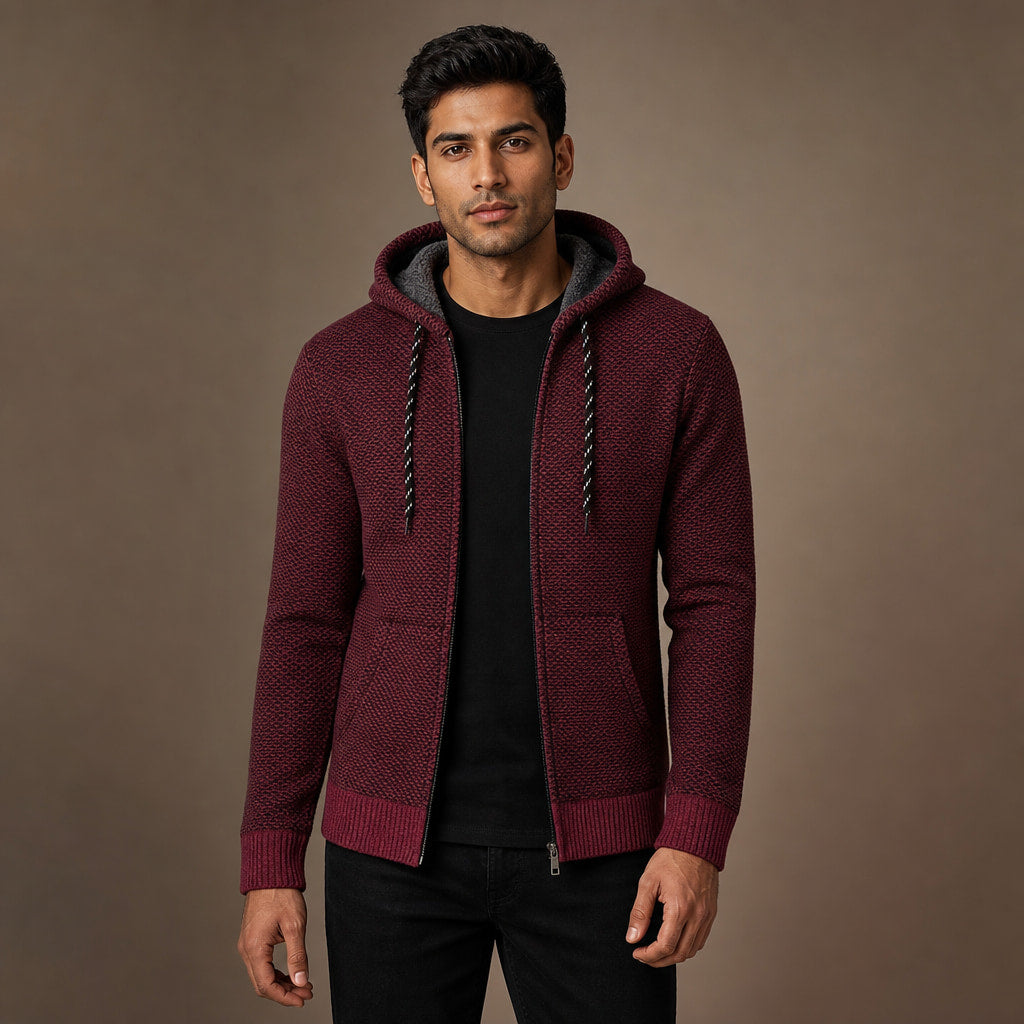 Graphic Hoodie Cotton Blend Relaxed Fit in Red – Tarlano Premium Menswear