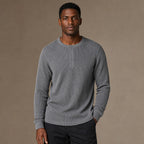 Long Sleeve Henley Waffle Knit Cotton in Gray – Tarlano Premium Menswear