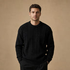 Caleb Ribbed Crewneck Black – Product Photo
