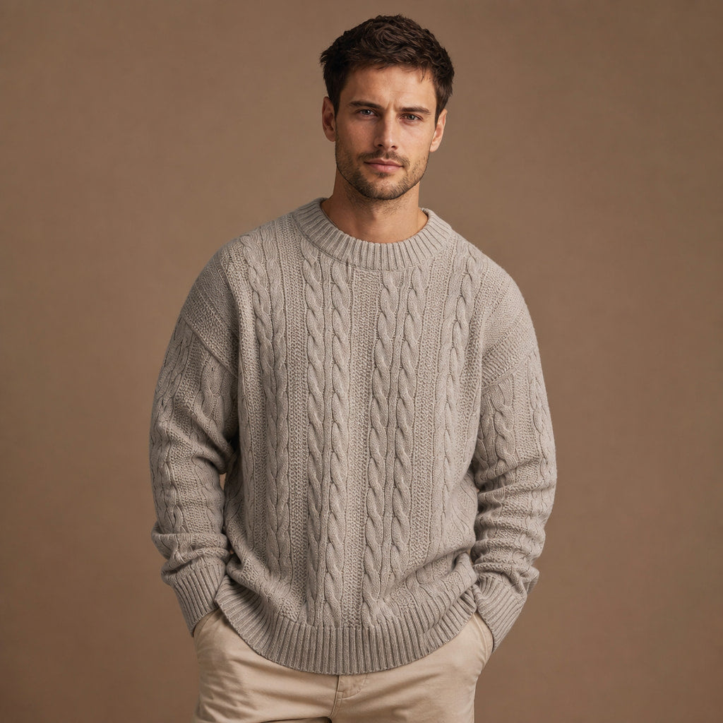Caleb Ribbed Crewneck Gray – Product Photo