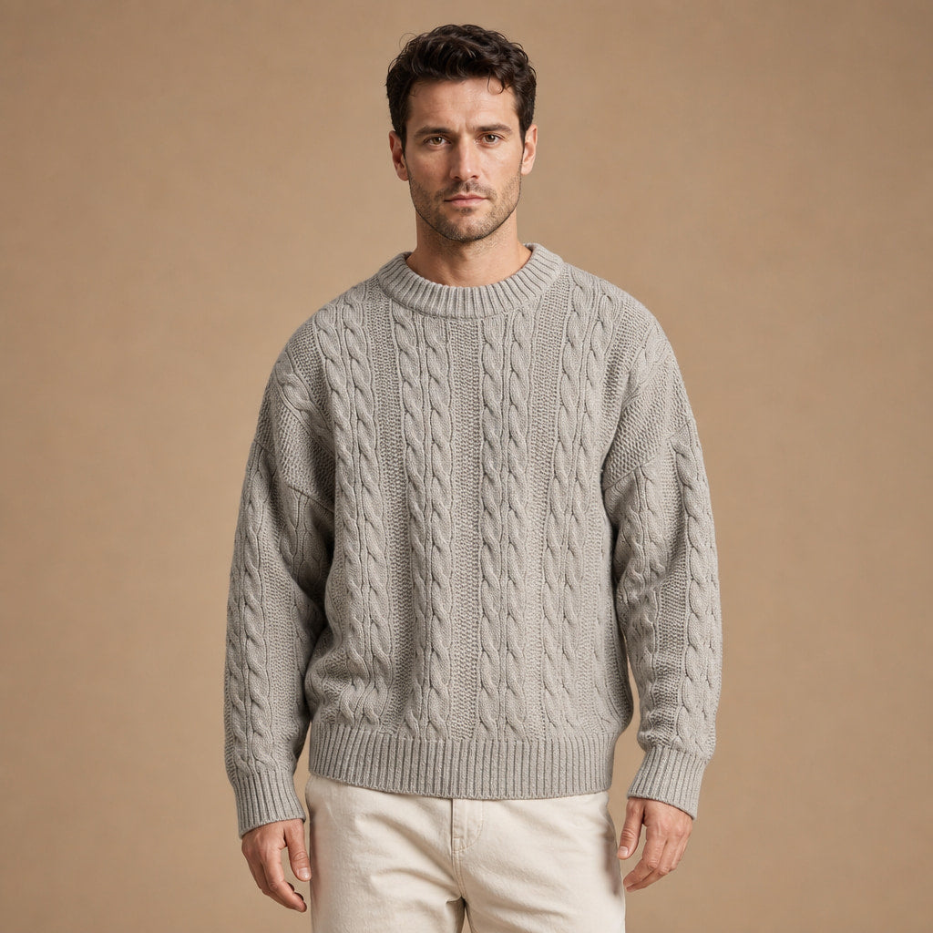 Caleb Ribbed Crewneck in Gray – Tarlano Premium Menswear