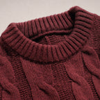 Caleb Ribbed Crewneck Maroon – Fabric and Detail Close-Up