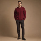 Caleb Ribbed Crewneck Maroon – Full Look