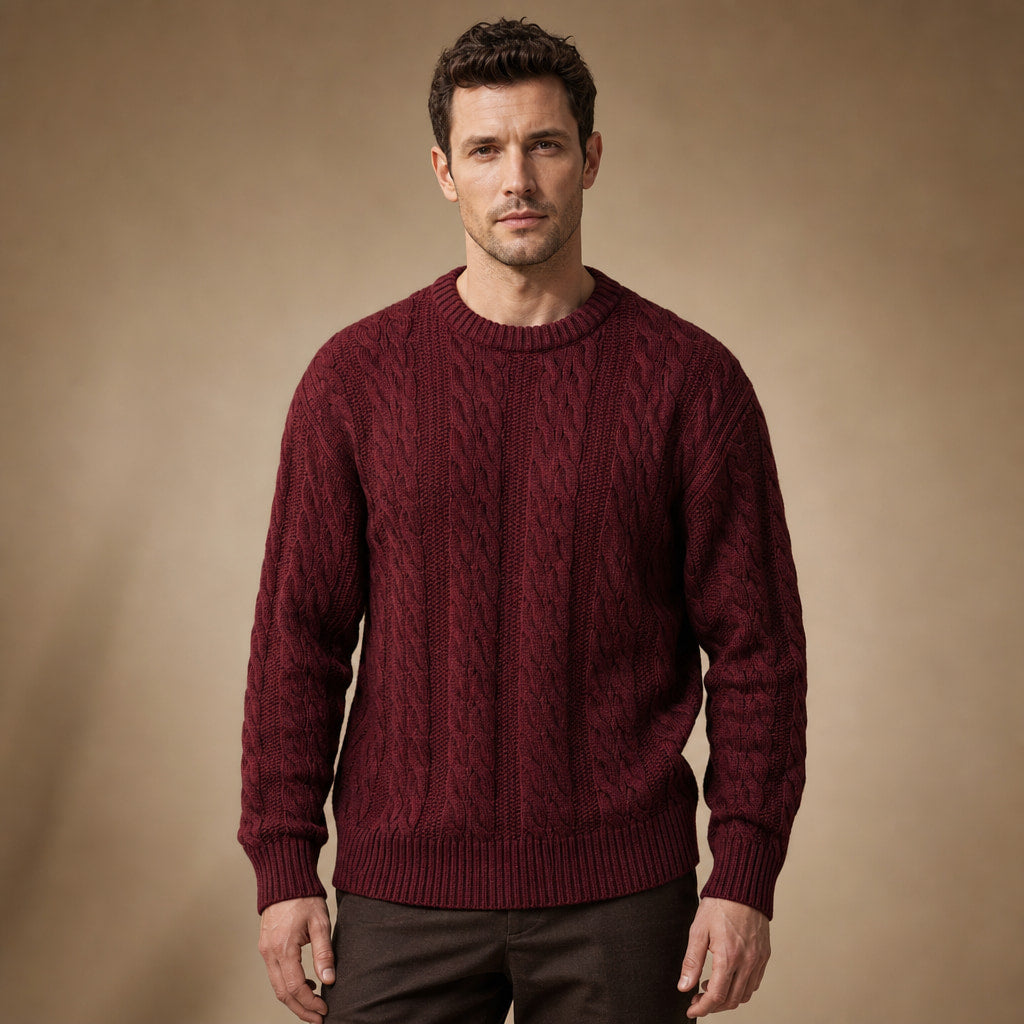 Caleb Ribbed Crewneck in Maroon – Tarlano Premium Menswear